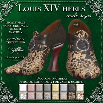 Second Life Marketplace - Grasshopper St Louis XIV Heels - Male